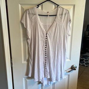Free People – Highland V-neck Linen Blend Short Sleeve T-shirt